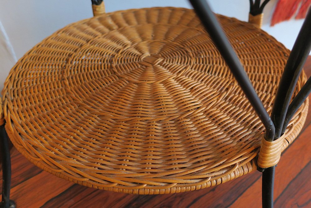 Rattan and Iron 2 Level Coffee Table, 1960s