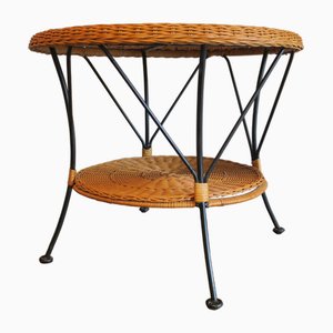 Rattan and Iron 2 Level Coffee Table, 1960s-ED-1719920