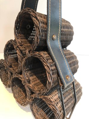 Rattan and Leather Bottle Holder-BA-1365861