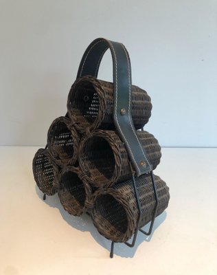 Rattan and Leather Bottle Holder-BA-1365861