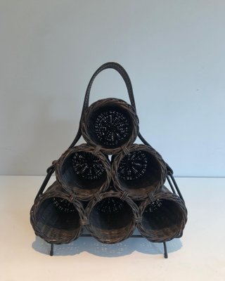 Rattan and Leather Bottle Holder-BA-1365861