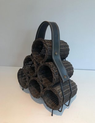 Rattan and Leather Bottle Holder-BA-1365861