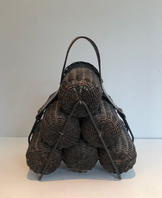 Rattan and Leather Bottle Holder-BA-1365861