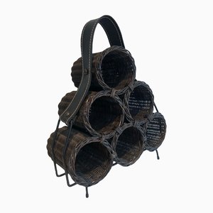 Rattan and Leather Bottle Holder-BA-1365861