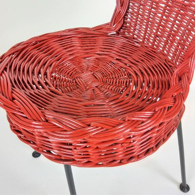 Rattan and Metal Chairs, 1950, Set of 3-YBU-967378