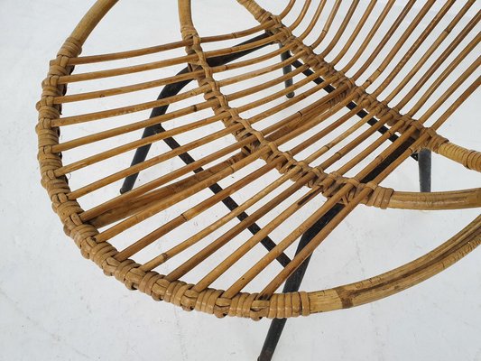 Rattan and Metal Lounge Chair by Rohe Noordwolde, The Netherlands, 1950s-ZO-960312