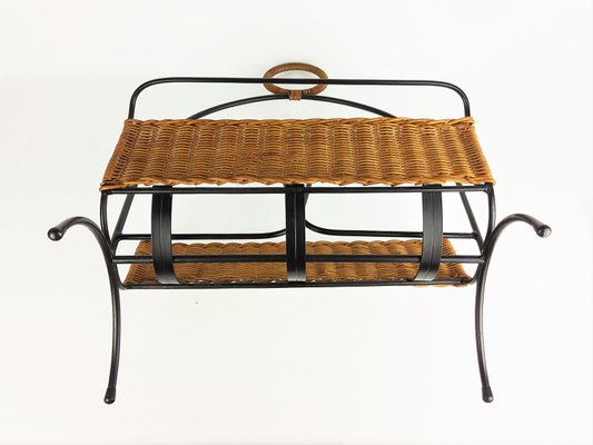 Rattan and Metal Magazine Rack, 1960-YBU-1075406