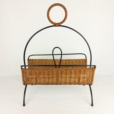 Rattan and Metal Magazine Rack, 1960-YBU-1075406