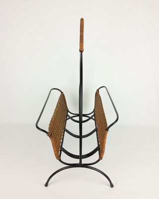 Rattan and Metal Magazine Rack, 1960-YBU-1075406