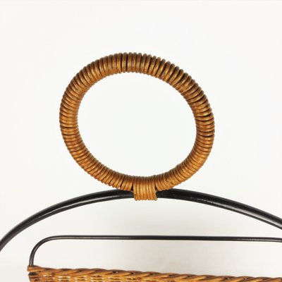 Rattan and Metal Magazine Rack, 1960-YBU-1075406