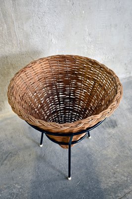 Rattan and Metal Magazine Rack from Rohé Noordwolde, 1950s-QVY-790074