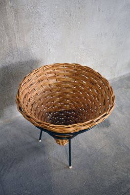 Rattan and Metal Magazine Rack from Rohé Noordwolde, 1950s-QVY-790074