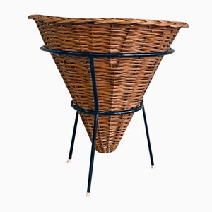 Rattan and Metal Magazine Rack from Rohé Noordwolde, 1950s-QVY-790074