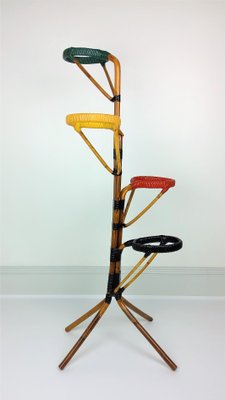 Rattan and Scoubidou Plant Stand, 1960s-YBU-743647