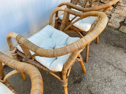 Rattan and Wicker Armchairs, Set of 3-ZYJ-1076207