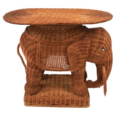 Rattan and Wicker Elephant Coffee Table, 1960s-LYQ-1768116