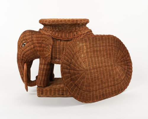 Rattan and Wicker Elephant Coffee Table, 1960s-LYQ-1768116