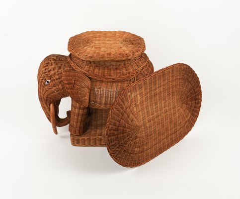 Rattan and Wicker Elephant Coffee Table, 1960s-LYQ-1768116