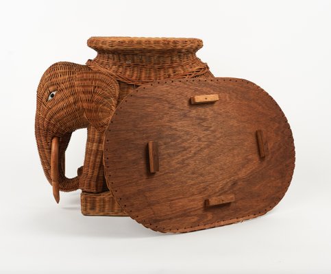 Rattan and Wicker Elephant Coffee Table, 1960s-LYQ-1768116