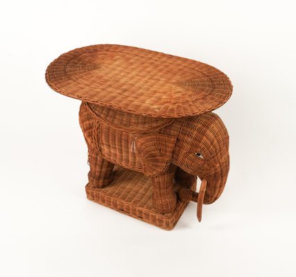 Rattan and Wicker Elephant Coffee Table, 1960s-LYQ-1768116