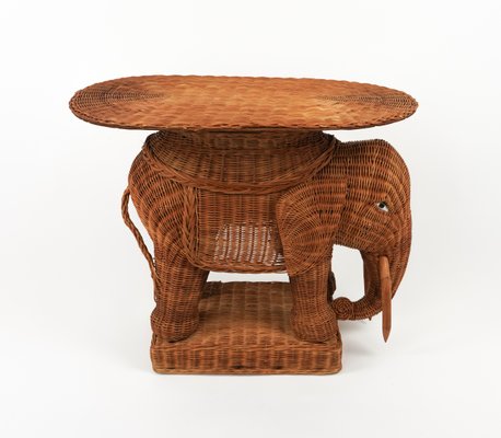 Rattan and Wicker Elephant Coffee Table, 1960s-LYQ-1768116