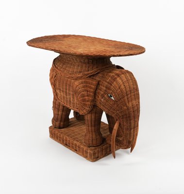 Rattan and Wicker Elephant Coffee Table, 1960s-LYQ-1768116