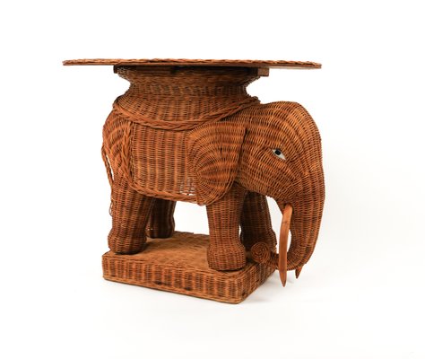 Rattan and Wicker Elephant Coffee Table, 1960s-LYQ-1768116