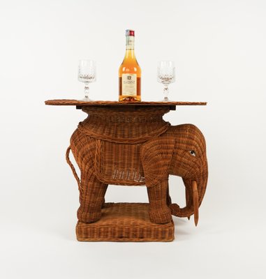 Rattan and Wicker Elephant Coffee Table, 1960s-LYQ-1768116