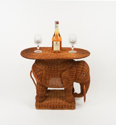 Rattan and Wicker Elephant Coffee Table, 1960s-LYQ-1768116