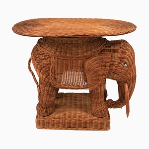 Rattan and Wicker Elephant Coffee Table, 1960s-LYQ-1768116