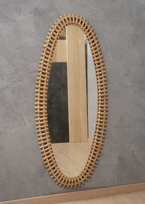 Rattan and Wicker Wall Mirror, 1960-UH-1737085