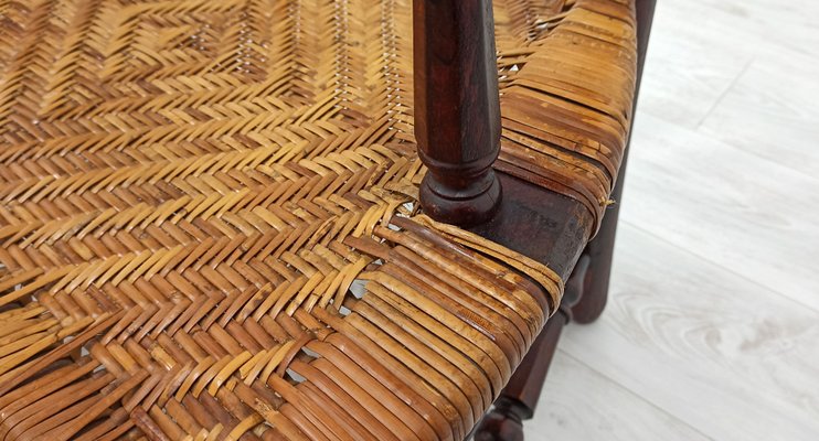 Rattan and Wood Armchairs, 1980s, Set of 2-WVA-1168091