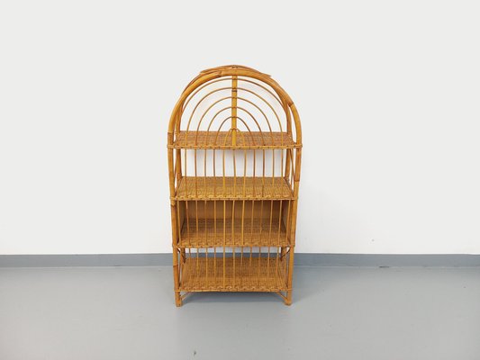 Rattan and Woven Rattan Bookshelf, 1960s-AHO-1763452