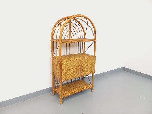 Rattan and Woven Rattan Bookshelf, 1960s-AHO-1763452