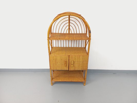 Rattan and Woven Rattan Bookshelf, 1960s-AHO-1763452