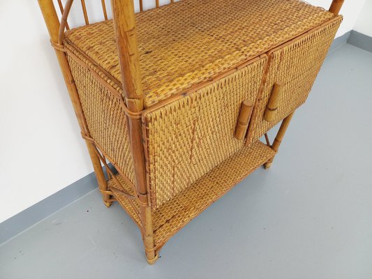 Rattan and Woven Rattan Bookshelf, 1960s-AHO-1763452