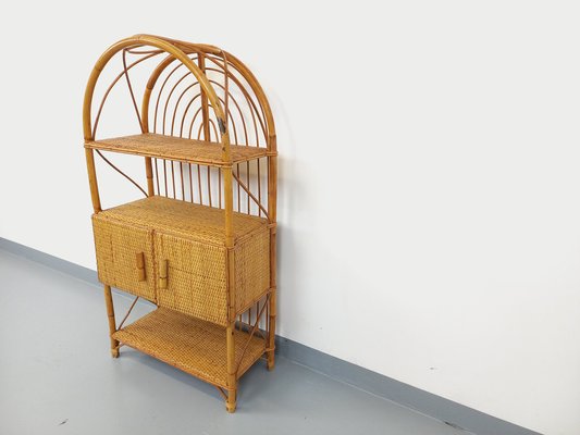 Rattan and Woven Rattan Bookshelf, 1960s-AHO-1763452