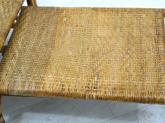 Rattan Armchair with Pull-Out Pouf, 1970s-WVA-1755053