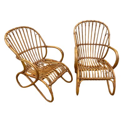 Rattan Armchairs, 1950s, Set of 2-SDV-1261362