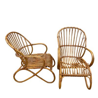 Rattan Armchairs, 1950s, Set of 2-SDV-1261362