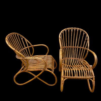 Rattan Armchairs, 1950s, Set of 2-SDV-1261362