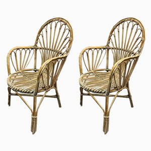 Rattan Armchairs, 1950s, Set of 2-SDV-556736