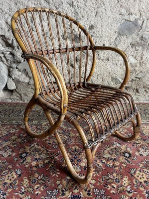 Rattan Armchairs, 1950s, Set of 4-SDV-1332264