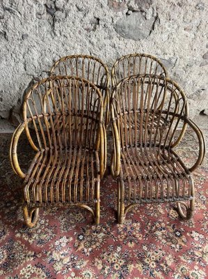 Rattan Armchairs, 1950s, Set of 4-SDV-1332264