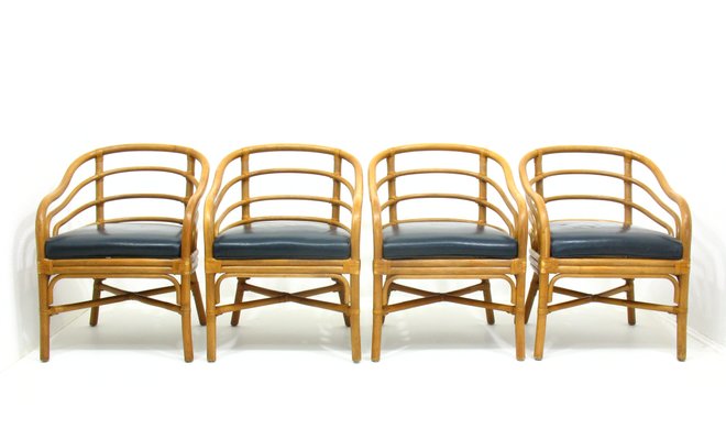 Rattan Armchairs, 1980s, Set of 4-WVA-583021