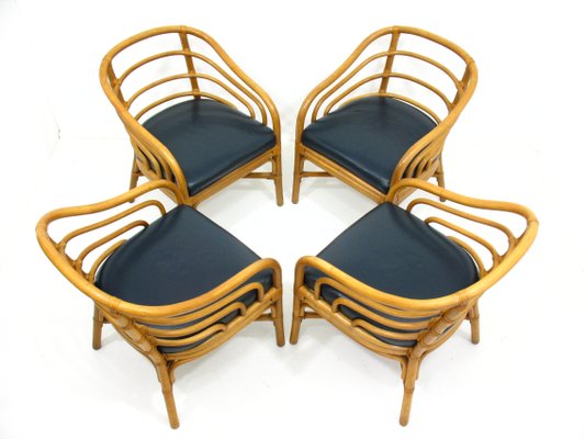 Rattan Armchairs, 1980s, Set of 4-WVA-583021