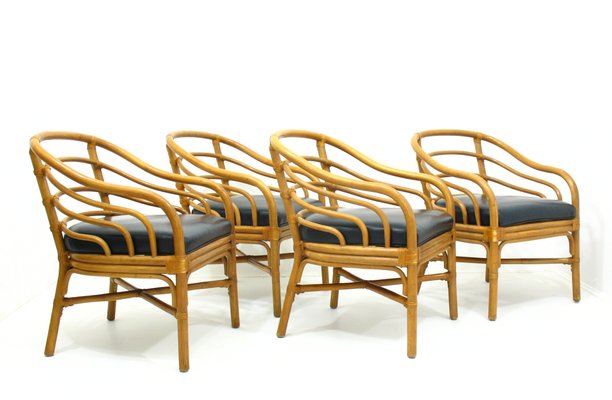 Rattan Armchairs, 1980s, Set of 4-WVA-583021