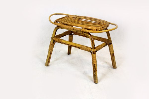 Rattan Armchairs, Table and Stool, 1960s, Set of 4-WVS-1320667