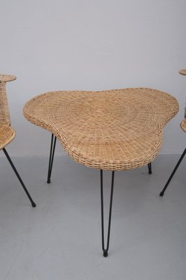 Rattan Armchairs with Table, Set of 3-ZE-995865