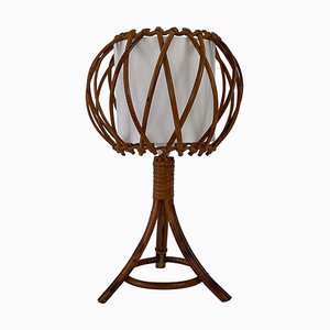 Rattan Bamboo and Fabric Table Lamp by Louis Sognot, France, 1950s-OE-1821536